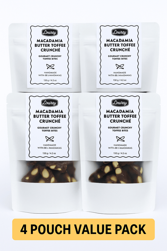 Lowrey Macadamia Butter Toffee Crunché 4-Pack 120g | 38% Nuts