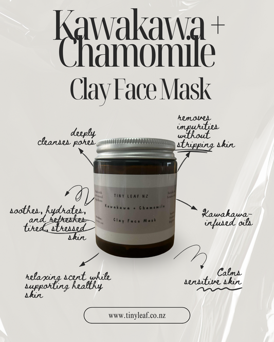 Kawakawa + Chamomile Clay Face Mask – Tiny Leaf NZ Natural Skincare, 100 ml