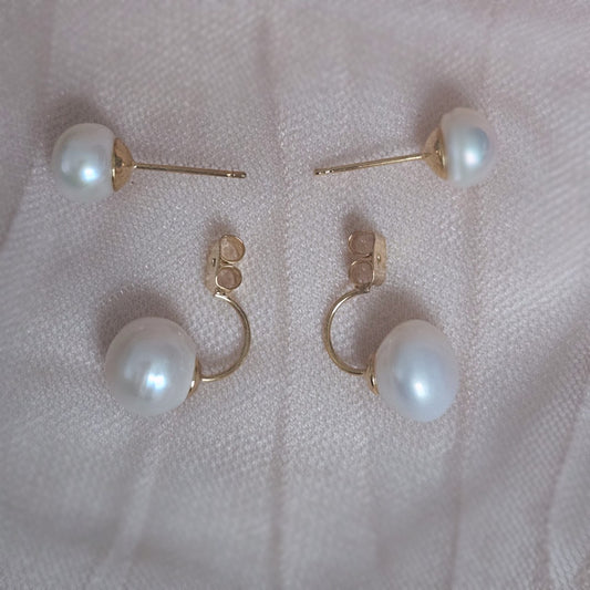 Mayumi Double Pearl Studs white