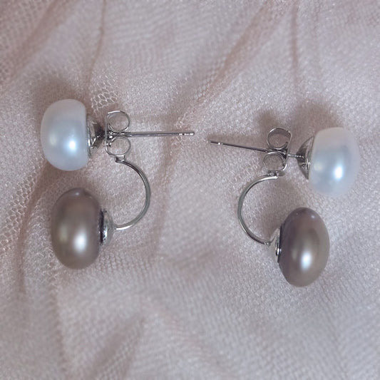 Mayumi Double Pearl Studs bi-colour