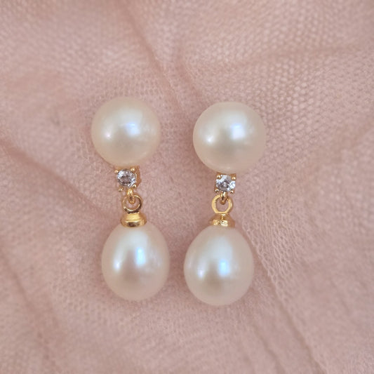 Mila Double Pearl Drop Earrings 5