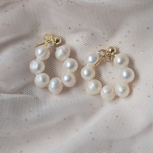 Soleil Hoop Earrings white