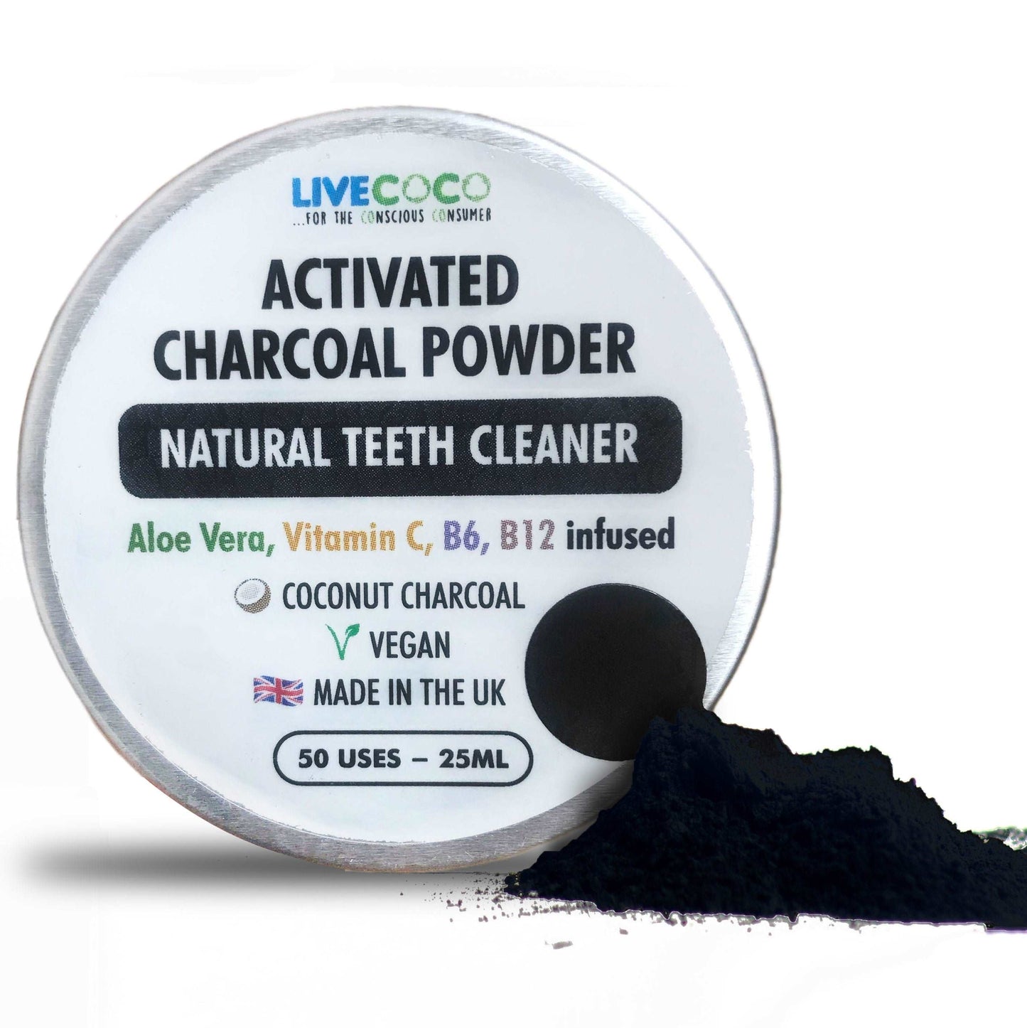 PACK: Activated Charcoal Powder & Bamboo Toothbrush Kit