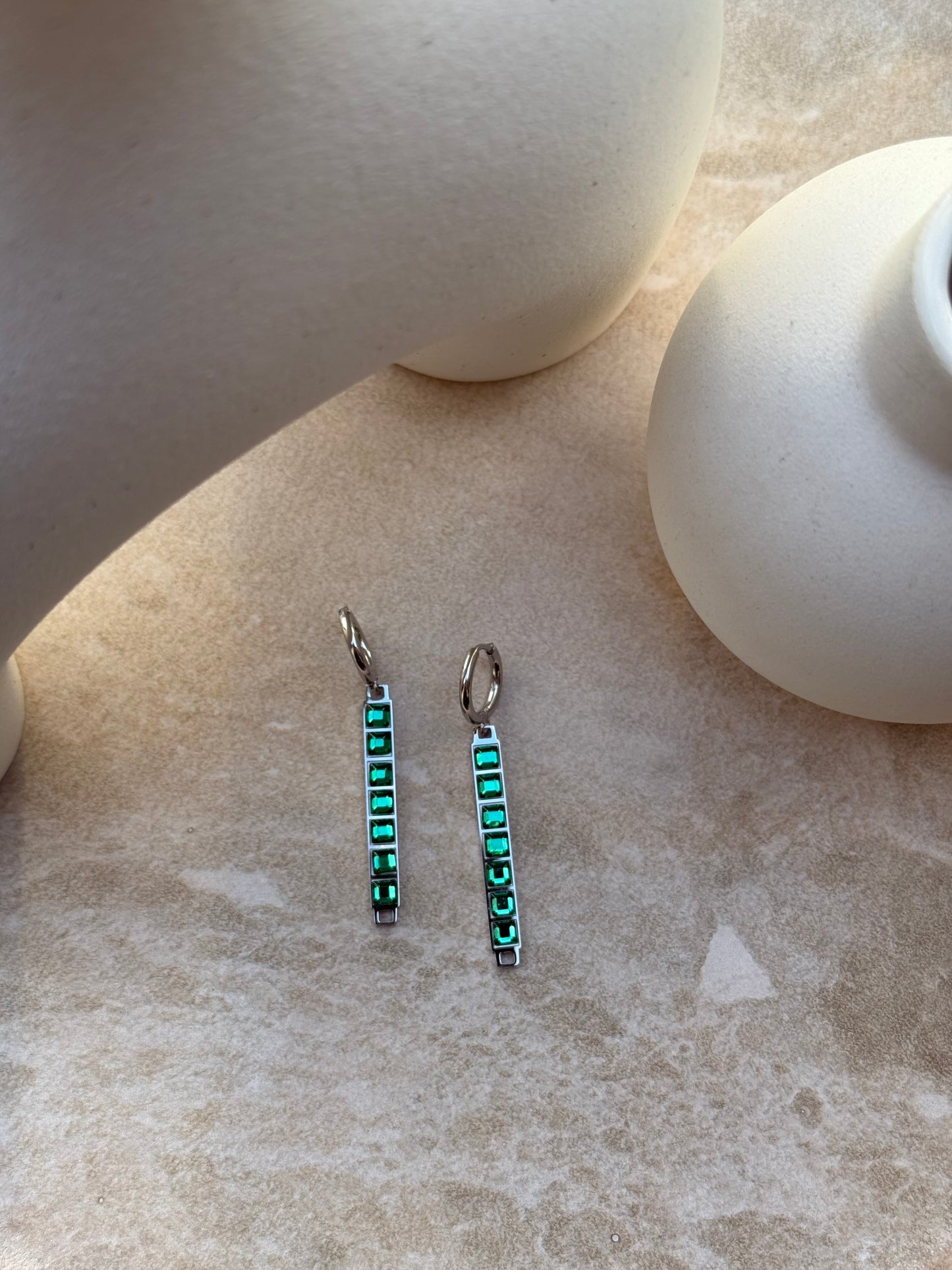 Tāhū Hiriwa Kākāriki Silver Earrings