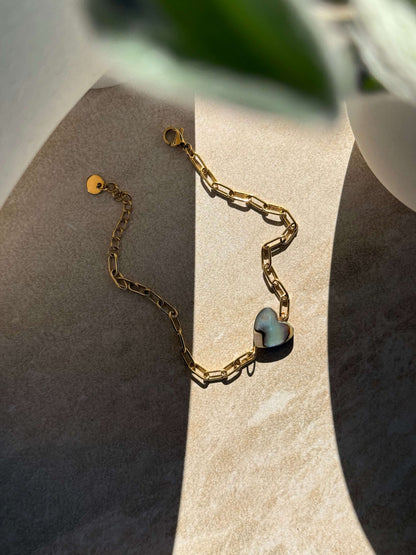 Pāua Gold Heart Bracelet