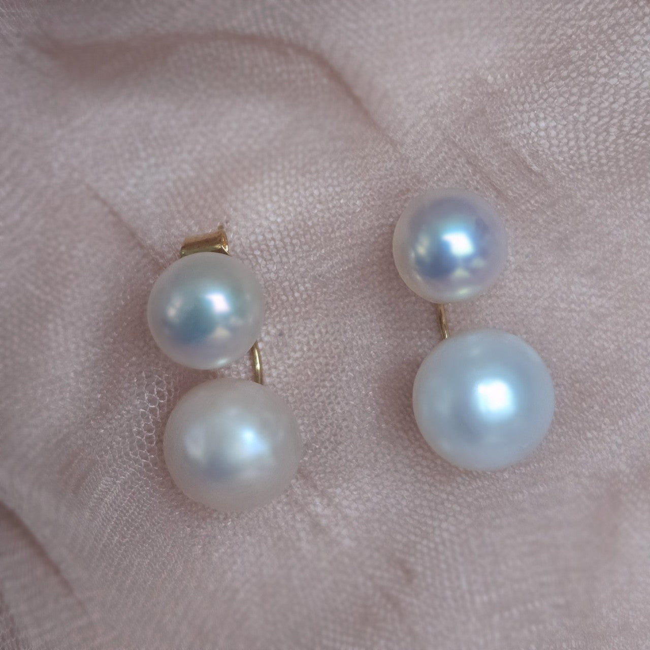 Mayumi Double Pearl Studs white