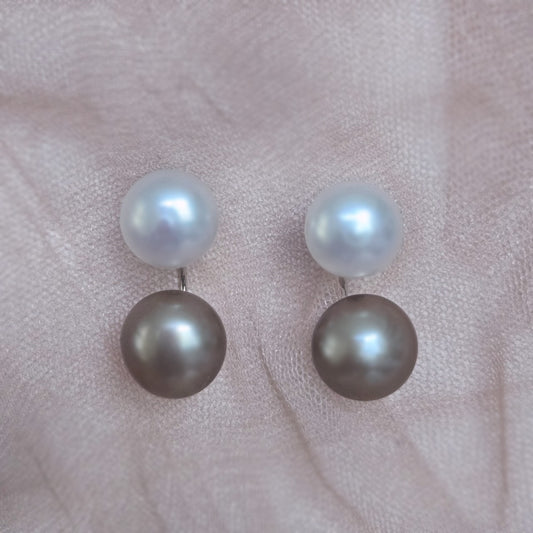 Mayumi Double Pearl Studs bi-colour