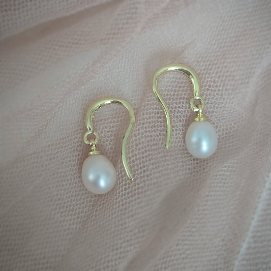 Amelie Single Pearl Hook Earrings  teardrop and gems