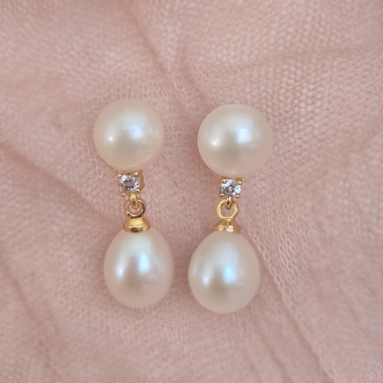 Mila Double Pearl Drop Earrings 5
