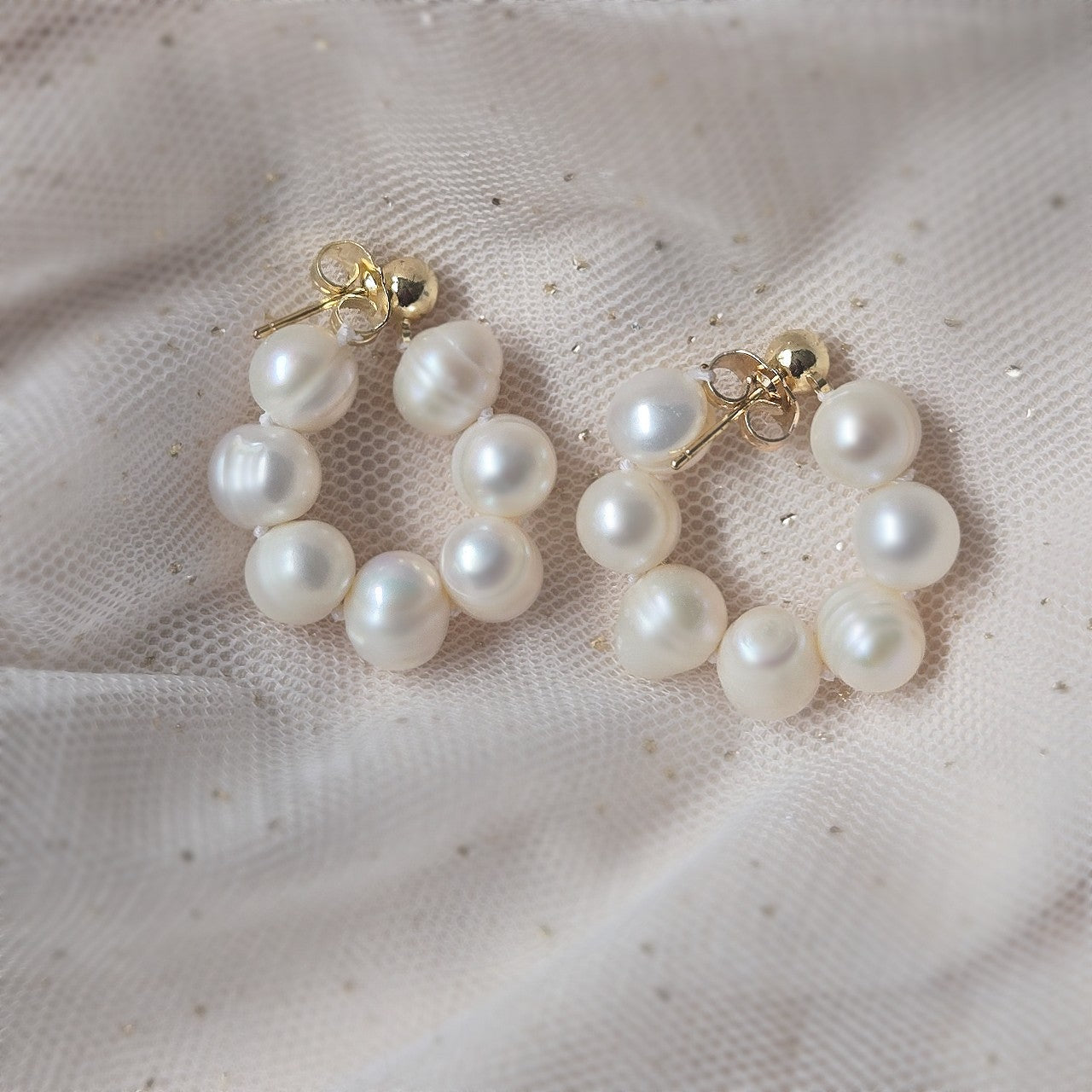 Soleil Hoop Earrings white