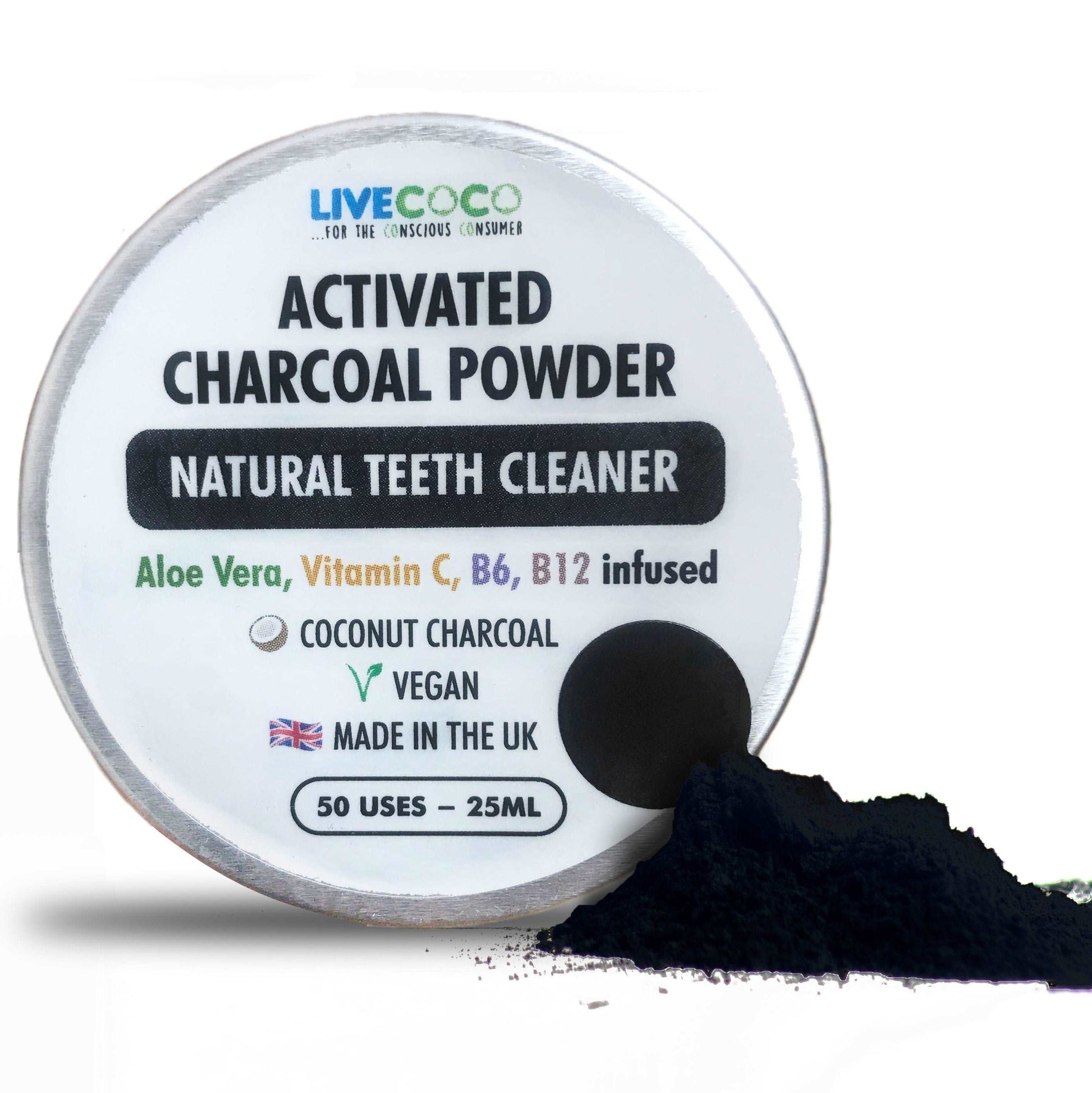 PACK: Activated Charcoal Powder & Bamboo Toothbrush Kit